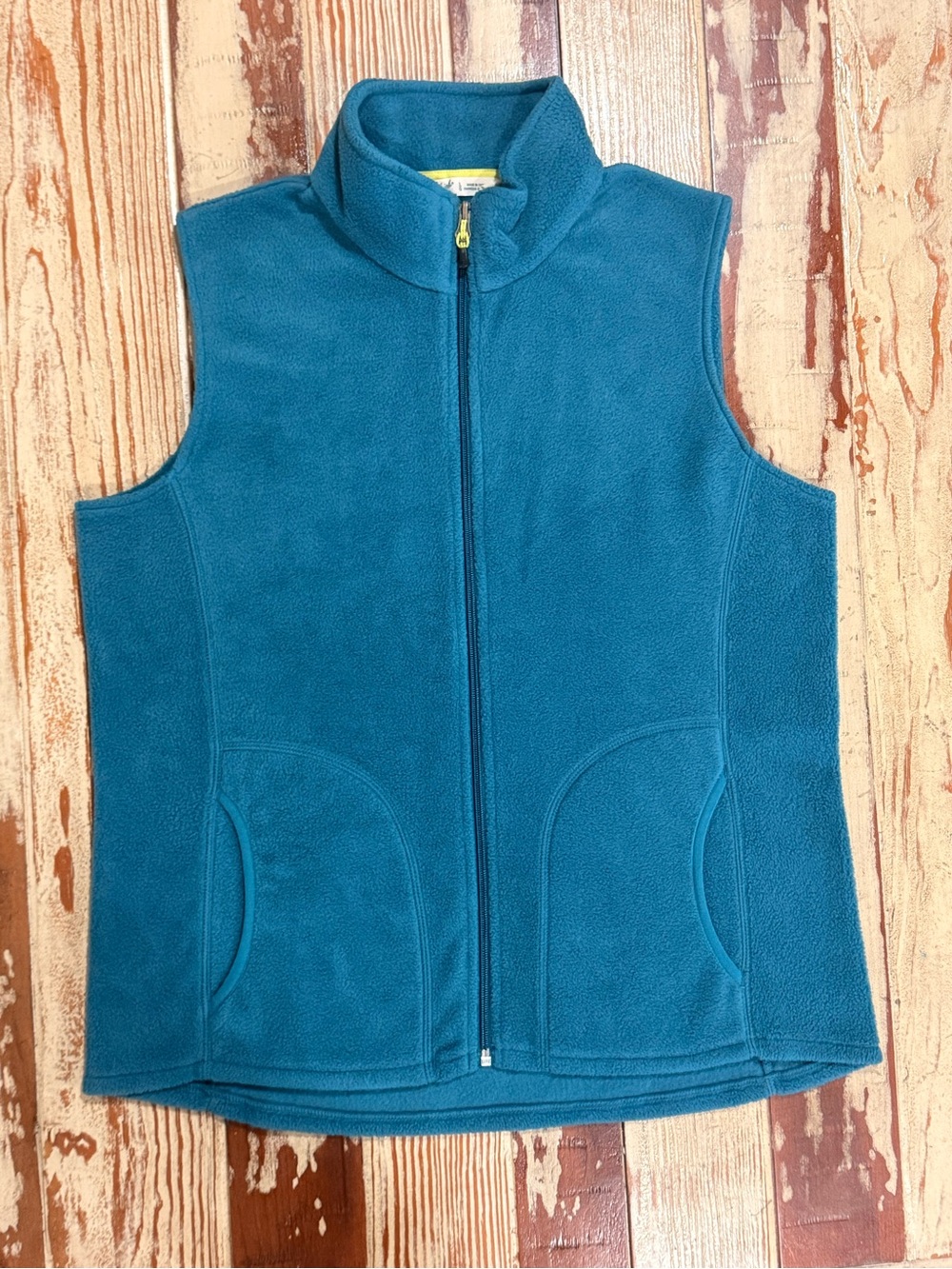 Woolrich Andes Fleece Vest Women's Large Teal Blue Full Zip Outdoor Pockets